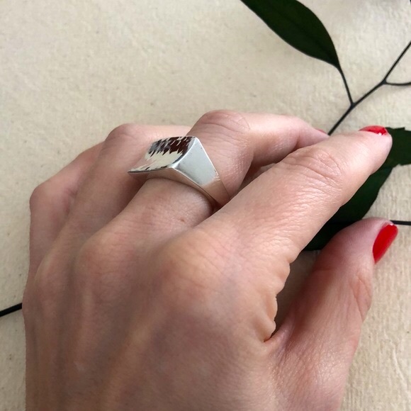 Geometric Hammered Ring, Sterling Silver - Picture 2 of 6